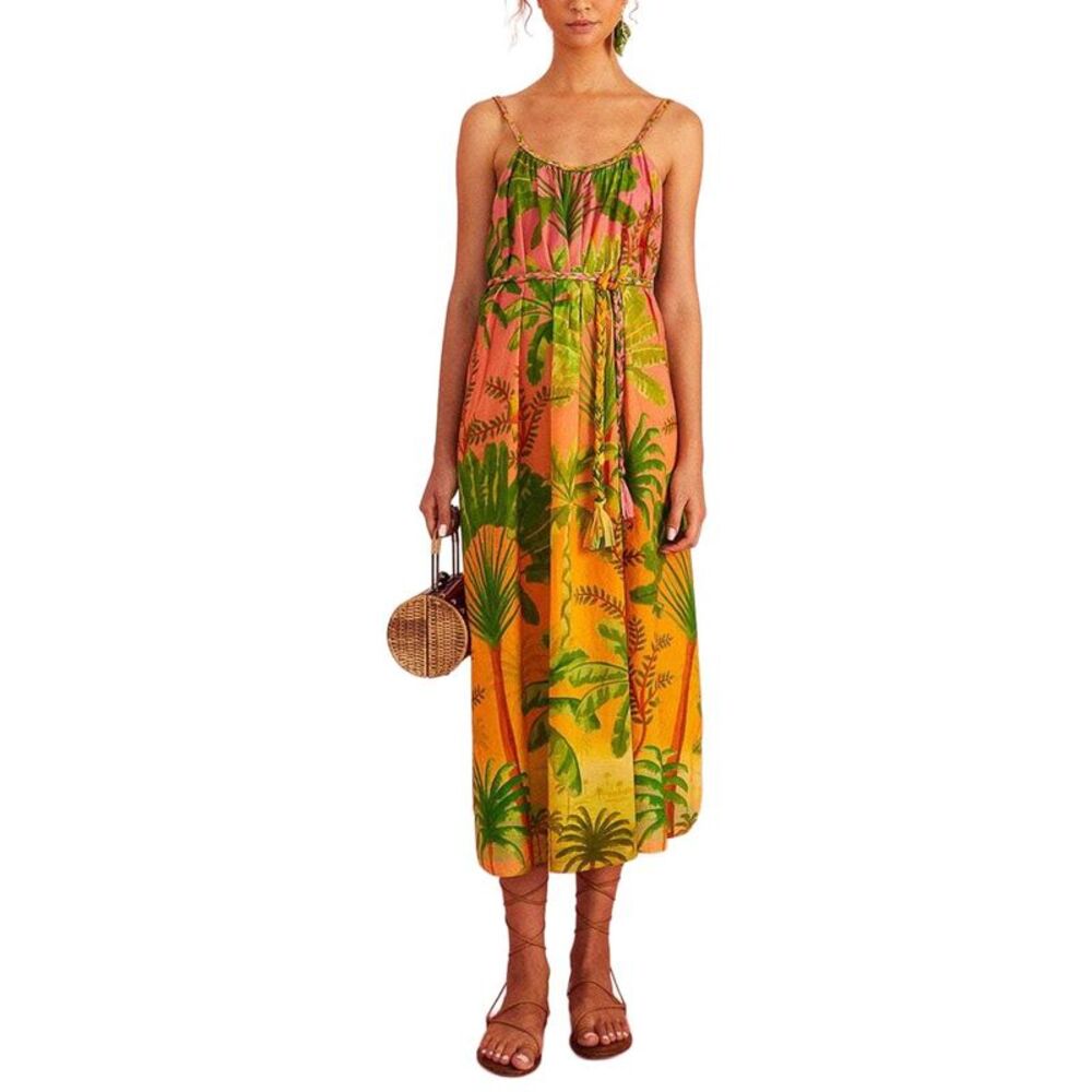 Farm Rio Womens  Sunrise Scenario Halter Dress